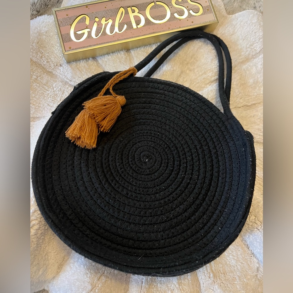 Black Macrame Hand Bag with Tassle